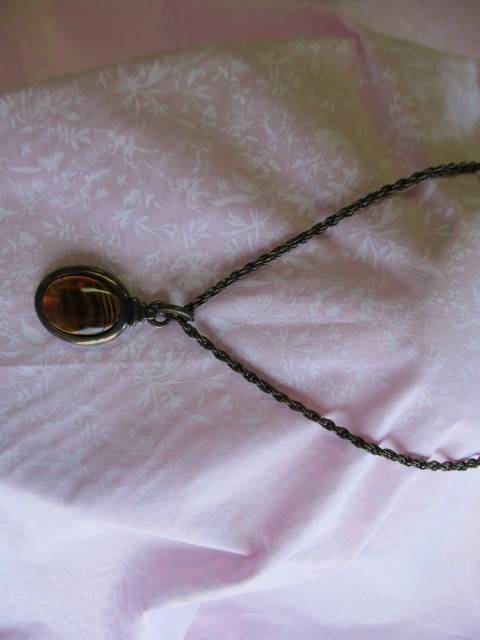 Pliana Necklace, Snake Chain With Topaz Coloured Pendant, Bronze, 50cm + 8cm Ext, 1pc