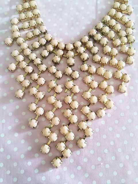 Burtell Necklace, Peach Coloured Necklace With Gold Coloured Findings, Lobster Clasp, 44cm + 8cm Ex