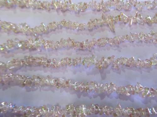 Glass Beads, Czech Chips, Soft Brown AB, Small, ±40cm String