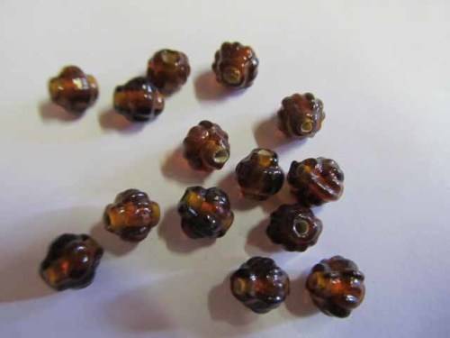 Glass Beads, Indian Beads, Other, Brown, 7mm, Size and Shape May Vary, ±14pc