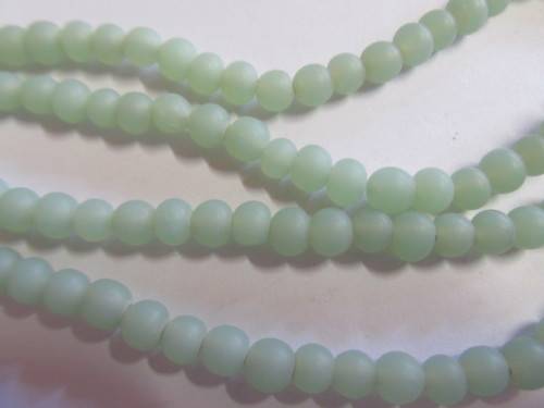 Glass Beads, Indian Beads, Round, Soft Green Matt, ±6mm - Size May Vary Slightly, 20pc