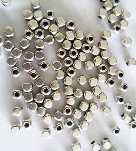 Metal Beads, Square, Metal, Nickel, 4mm, ±30pc
