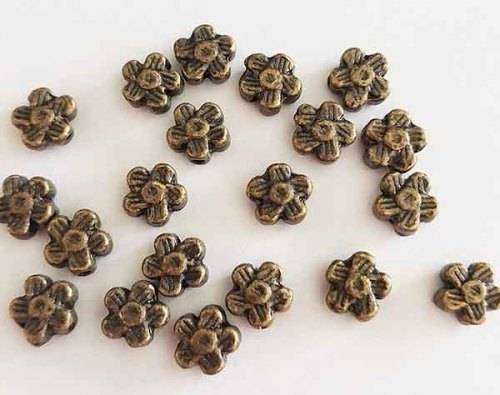 Metal Beads, Flower, Metal, Bronze, 6mm, 10 pc