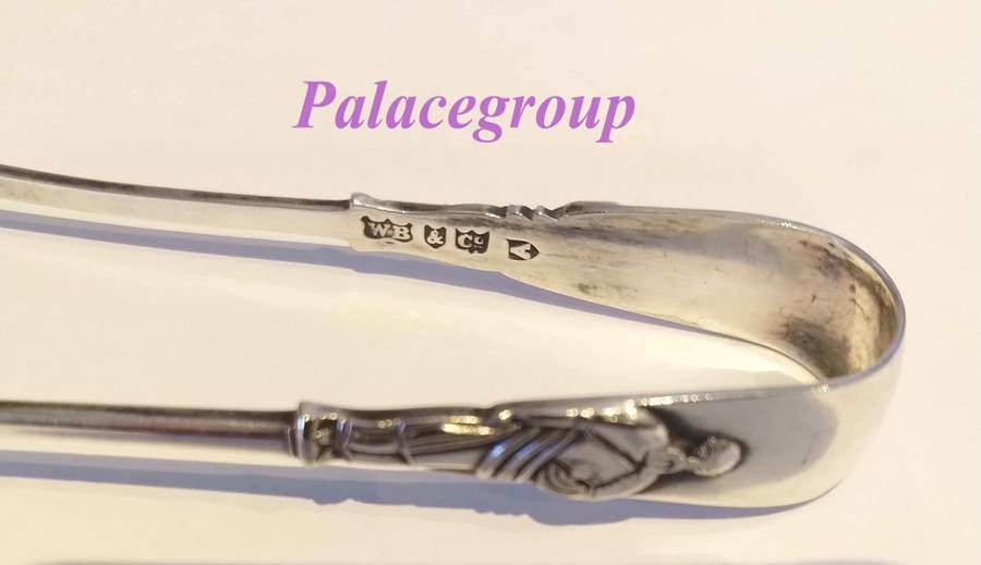 Vintage silverplated sugar tongs with Apostle image, 11.5cm