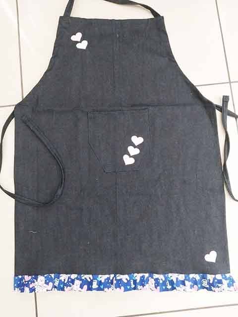 Apron, Handmade, Denim With Heart Detail, Adjustable Straps, Size - Medium - Large, 1pc