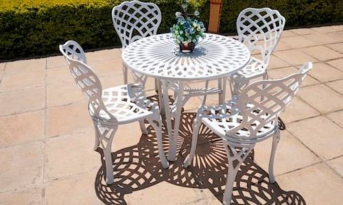 Cast Aluminium 4 Seater King Diamond Patio Set, 85cm Round King Diamond table
