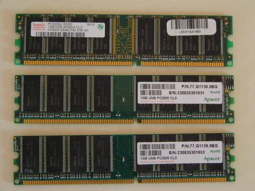 1GB UNB PC3200 CL3 Memory Modules