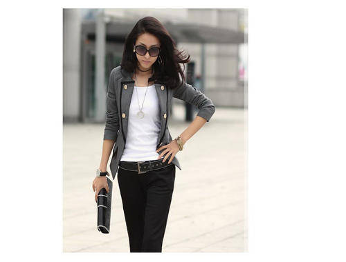 Women's Suit Jacket Stand Collar Button Fashion Suit Blazer