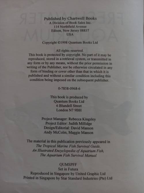 Fresh Water Aquarium FISH -A pocket Companion