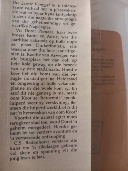 Die laaste vanggat - C S Badenhorst 1984