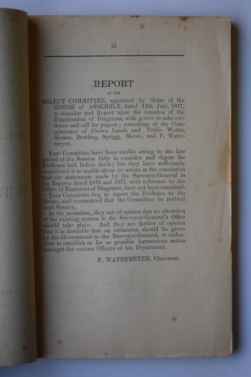 Report of the Select Committee Appointed to Consider and Report on the Surveyors Diagrams.