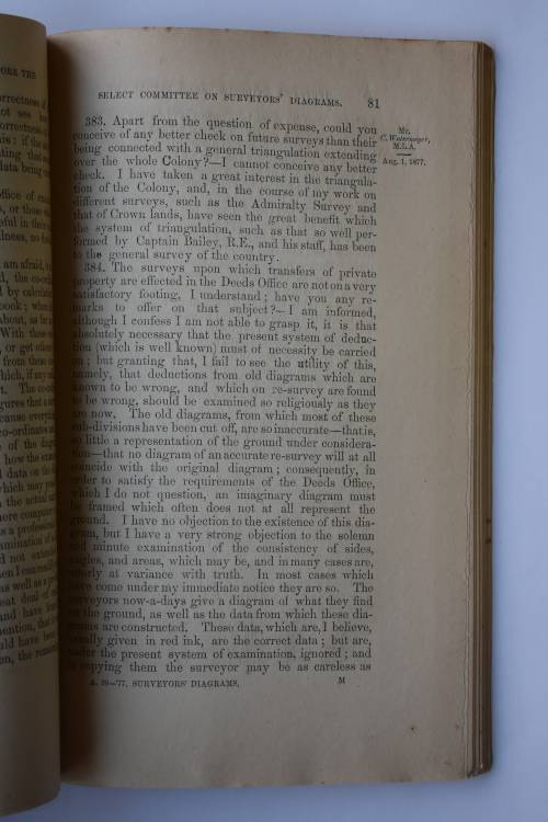 Report of the Select Committee Appointed to Consider and Report on the Surveyors Diagrams.