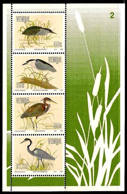 THEMATICS (BIRDS / HERONS) - MUCH SOUGHT-AFTER & BEAUTIFUL MINIATURE SHEET - VENDA HERONS - 1993