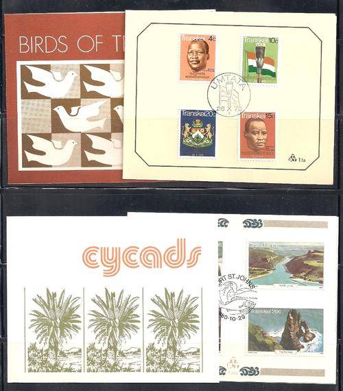 TRANSKEI - 4 COLLECTOR SHEETS - BIRDS, CYCADS, TOURISM, INDEPENDENCE