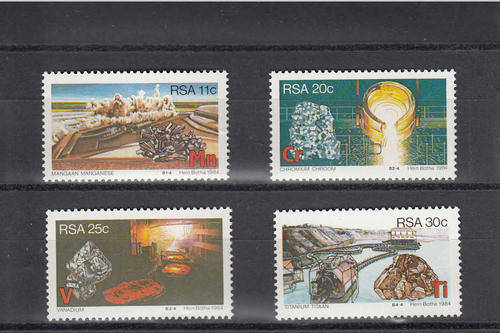 RSA: SACC 563-566: STRATEGIC MINERALS - UNMOUNTED MINT SET OF 4 STAMPS