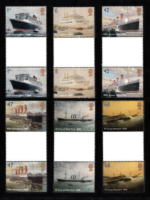SG 2448-2453: 13.4.2004: OCEAN LINERS SET OF 6 GUTTER PAIRS @ FACE VALUE.U/M(**)