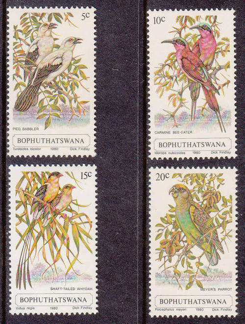 BOB:  SACC 60-63:  10.9.1980:  BIRDS  SET OF 4. U/MINT (**)