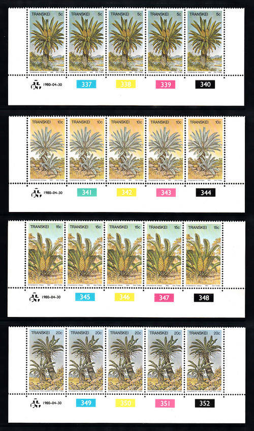 TRANSKEI SACC 71-74: 30.4.1980: CYCADS SET OF 4 CONTROLS. U/MINT (**)