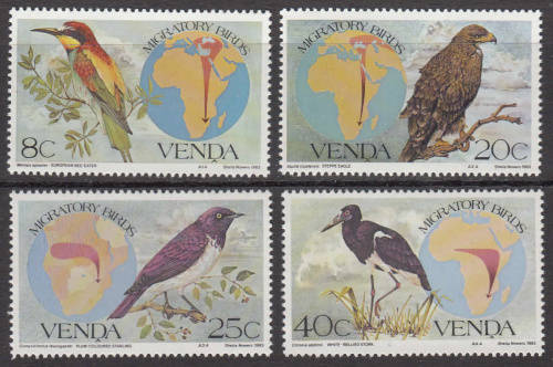 VENDA:  SACC 71-74: 16.2.1983: MIGRATORY BIRDS SET OF 4. U/MINT(**)