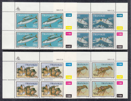 TRANSKEI: SACC 240-243: 20.7.1989: FOOD FROM THE SEA SET OF 4 CONTROLS. U/MINT (**).