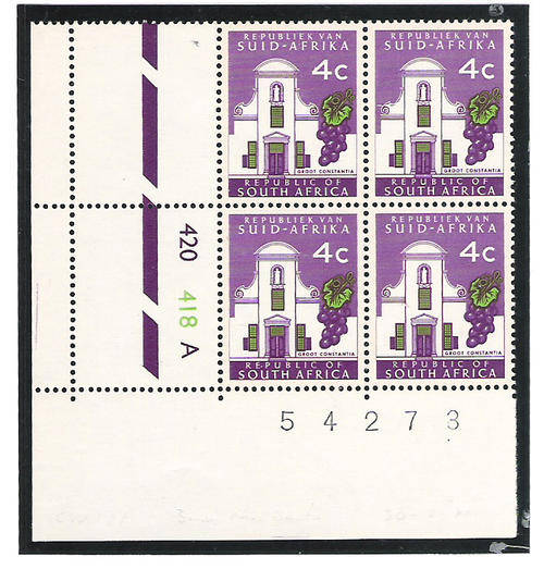 SACC 293: U/MINT 4 CENTS CONTROL 420 418 PANE A - 3MM PHOSPHOR BAND HARRISON PAPER
