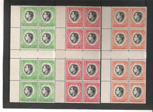 SWA: 1937 KING GEORGE VI CORONATION - U/MINT COMPLETE SET IN GUTTER BLOCKS OF 8