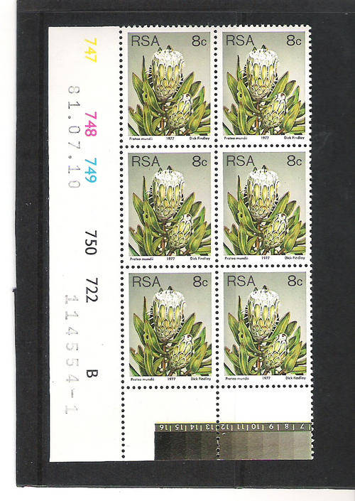 3RD DEFIN (PROTEAS): 8 CENTS CONTROL PANE B - "1"  PRINTING DD 10.7.1981 (ATLAS P76)