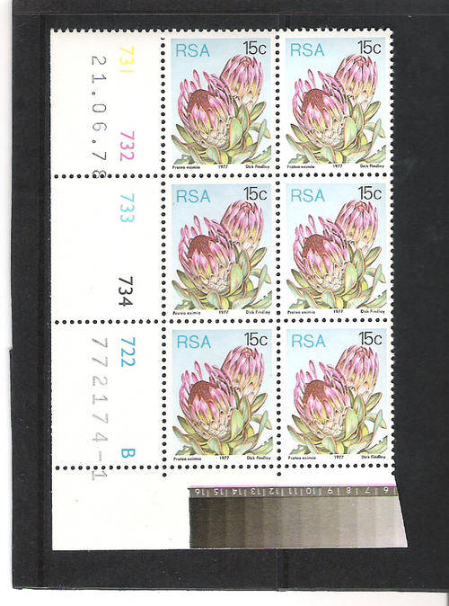 3RD DEFIN (PROTEAS): 15 CENTS CONTROL PANE B - "1"  PRINTING DD 21.6.1978 (ATLAS P100)