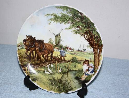 Hand Decorated Plate Horse Scene