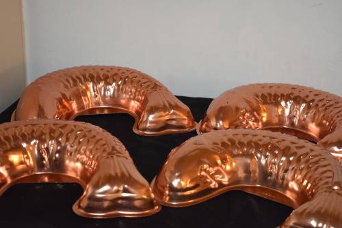 4 Large Copper Coloured Fish Moulds