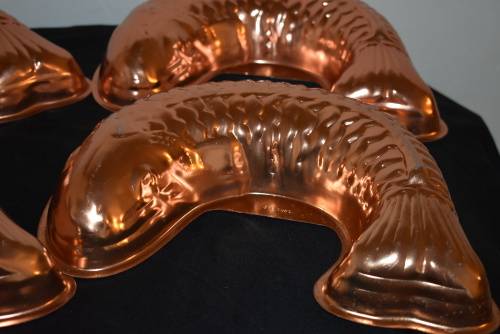 4 Large Copper Coloured Fish Moulds
