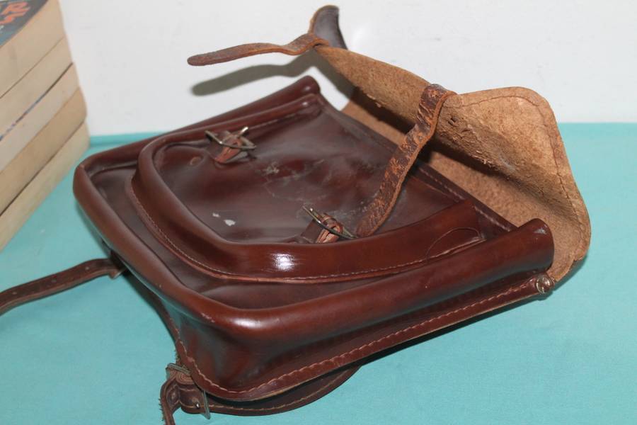 vintage leather school satchel