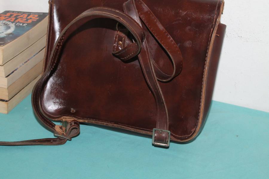 vintage leather school satchel