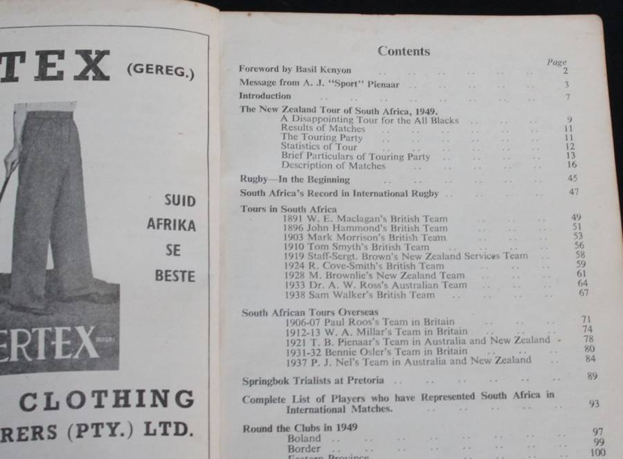 1950 South African Rugby Annual  - Contains stats of rugby matches played in SA 1891 to 1949