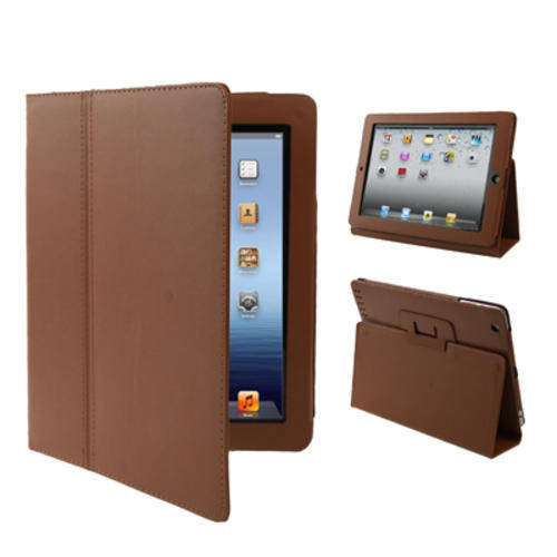 High Quality Folding PU Leather Case with Sleep / Wake-up function for New iPad / iPad 3 (Coffee)