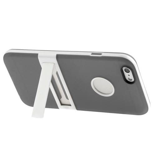 Frosted TPU Case with Detachable Plastic Frame & Holder for iPhone 6(Grey)