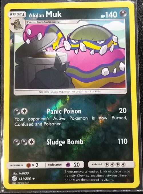 POKEMON CARDS - Alolan Muk - 131/236 - Rare Reverse Holo Sun and Moon: Cosmic Eclipse