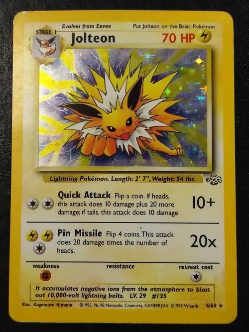POKEMON CARDS - Jolteon - 4/64 - Holo Unlimited Jungle Unlimited Singles MOD