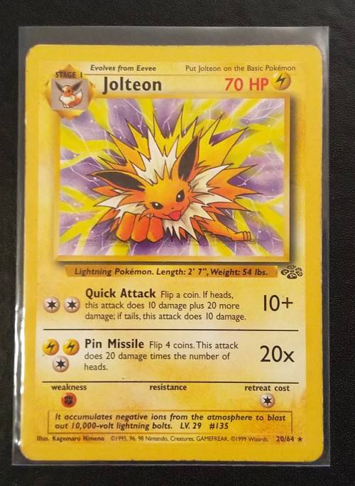 POKEMON CARDS - Jolteon - 20/64 - Rare  - 1999 Jungle Unlimited Singles MOD