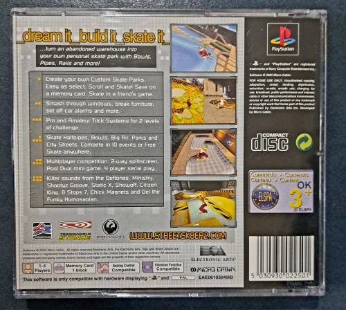 Original PAL  Sony PS1 - Street Skaters 2 - Game Disc