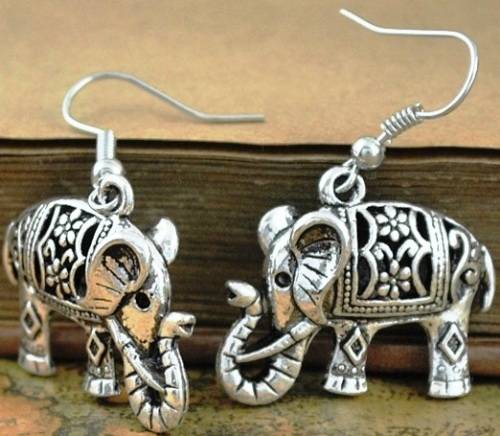 Silver Elephant Earrings