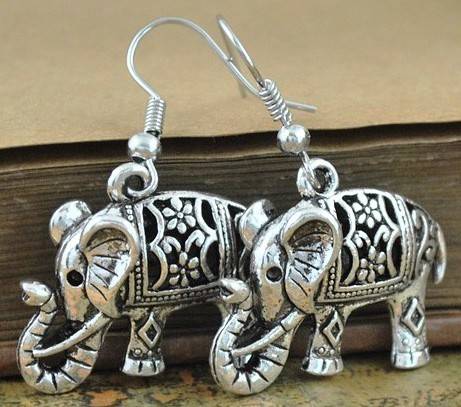 Silver Elephant Earrings