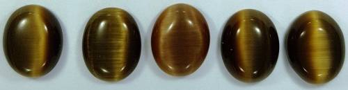 WALNUT BROWN CATS EYE OVAL CABOCHONS - 10x8mm - 5 PIECE LOT - SOLD TOGETHER