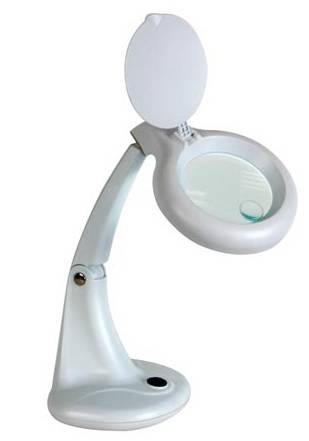 Desk lamp with magnifying glass