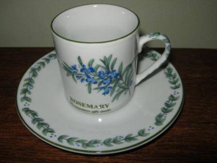 ESPRESSO CUP & SAUCER WITH ROSEMARY DESIGN 3 AVAILABLE~ NO CHIPS OR CRACKSHAVE A LOOK!!!