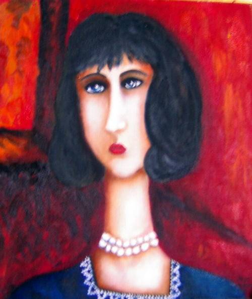 LADY 2 -   OIL ON CANVAS ON BOARD, 27 x 31cm  -   BY ALET VENTER