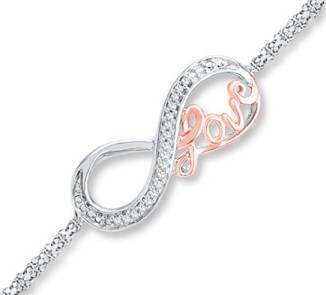 Sterling Silver & 10k Rose Gold Diamond Infinity Tennis Bracelet