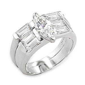 ** Read B4 Bidding ** 4.75ctw Diamond & Diamond Wedding ZrO2 Ring Set / Size 8
