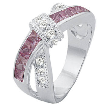 ** Read B4 Bidding ** 5.00ctw Pink Diamond & Diamond ZrO2 Ring / Size 6