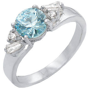 ** Read B4 Bidding ** 3.00ctw Aquamarine & Diamond ZrO2 Ring / Size 5
